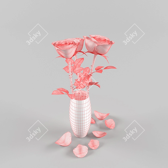Elegant Roses in a Vase 3D model image 3
