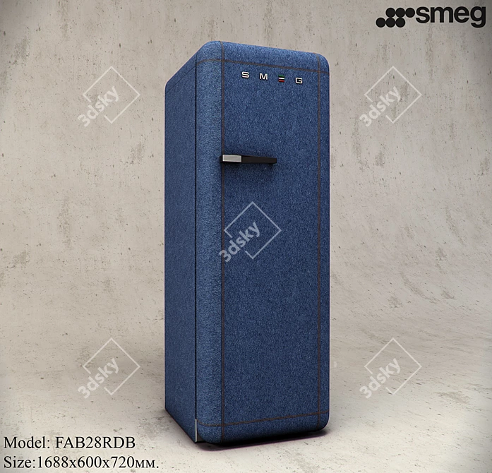 SMEG Denim Retro Fridge 3D model image 1