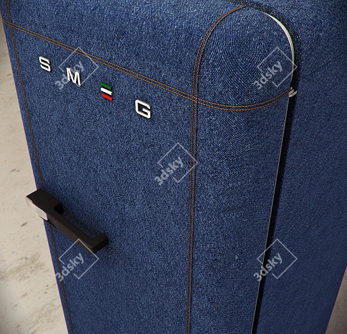 SMEG Denim Retro Fridge 3D model image 2