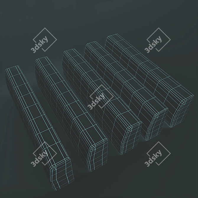 Versatile Border Stones - Set of 5 - 300x150x1000mm 3D model image 3