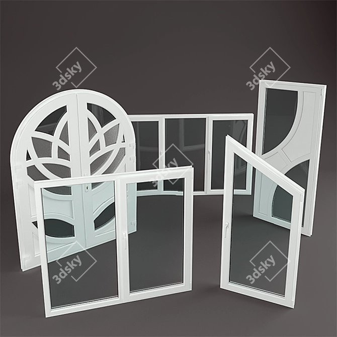 Custom PVC Windows & KBE Profile Doors 3D model image 1