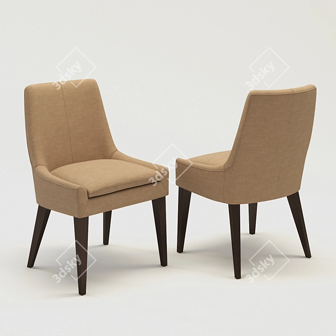 Modern Fabric Dining Chair: 3D Model with Vray Materials 3D model image 3