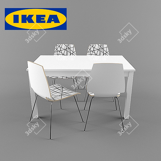 BYURSTA / Wilmar Dining Set 3D model image 2