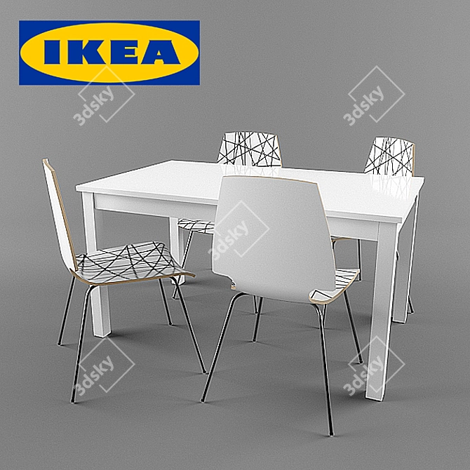 BYURSTA / Wilmar Dining Set 3D model image 3