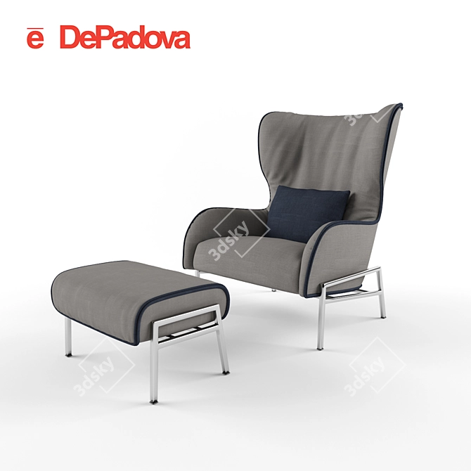 Modern Bicolor Lounge Chair: DePadova Bergere 3D model image 1