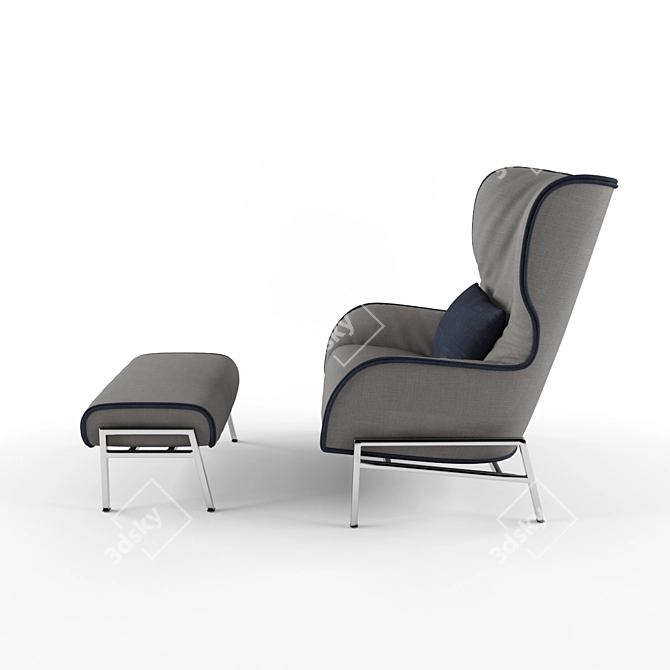 Modern Bicolor Lounge Chair: DePadova Bergere 3D model image 2