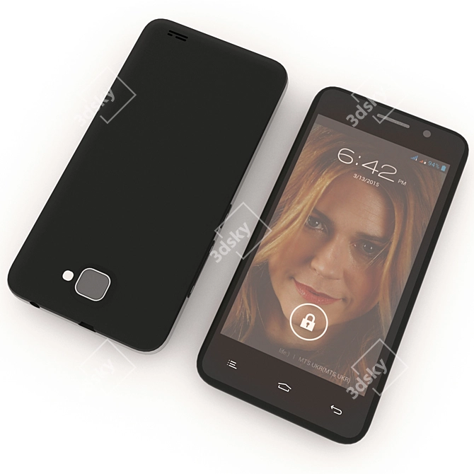 Compact 4.5" Display Mobile Phone 3D model image 2