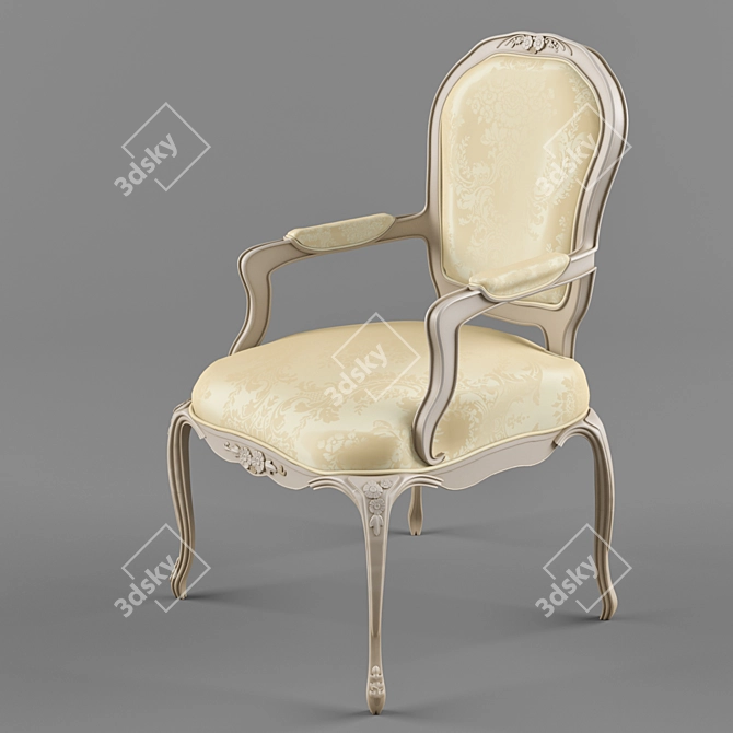 Elegant Louis Style Armchair 3D model image 1