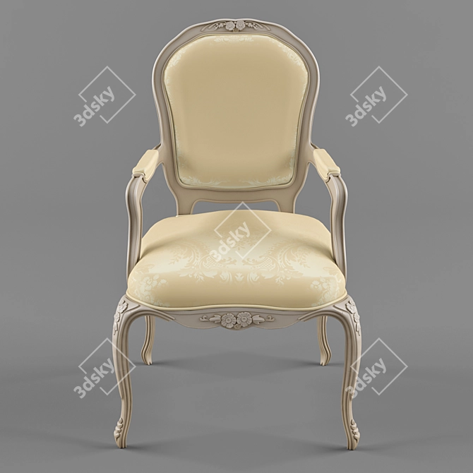 Elegant Louis Style Armchair 3D model image 2