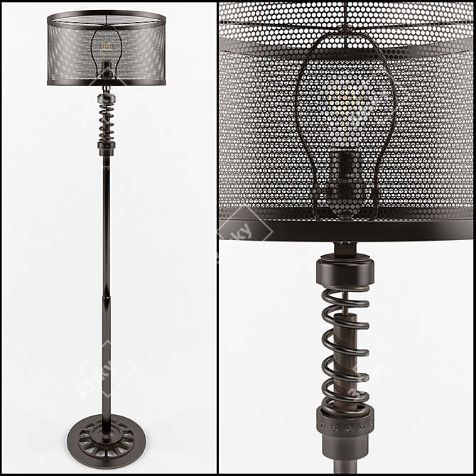 Industrial Moto Floor Lamp 3D model image 1