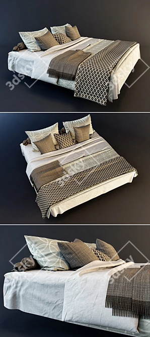 Luxury King Size Bedclothes Set 3D model image 1