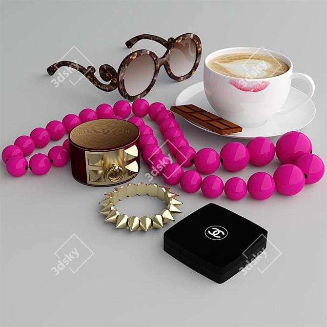 Fashionable Accessories and a Coffee Cup 3D model image 1