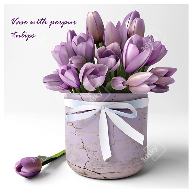 Elegant Purple Tulip Bouquet 3D model image 1