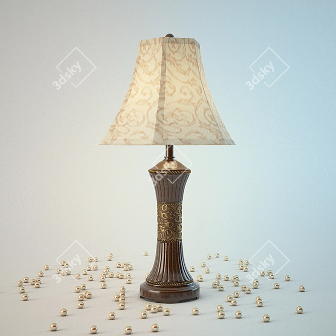 Vintage Bronze Bell Table Lamp 3D model image 2