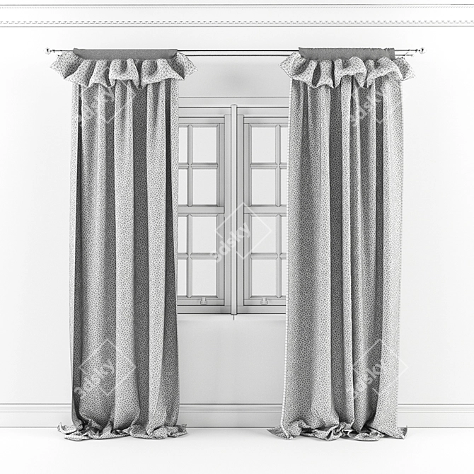 Modern Draped Curtains 3D model image 2