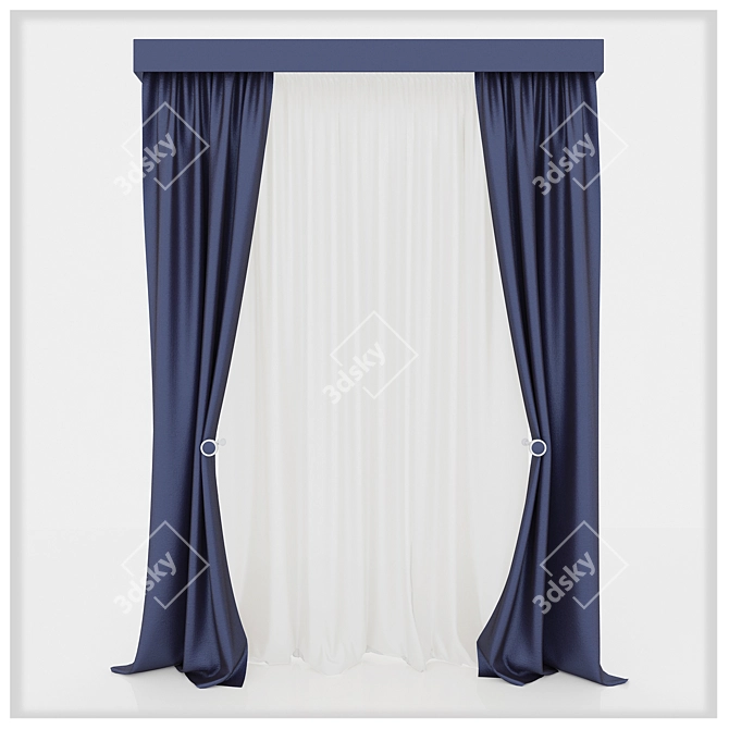 Luxurious Taffeta Curtains 3D model image 1