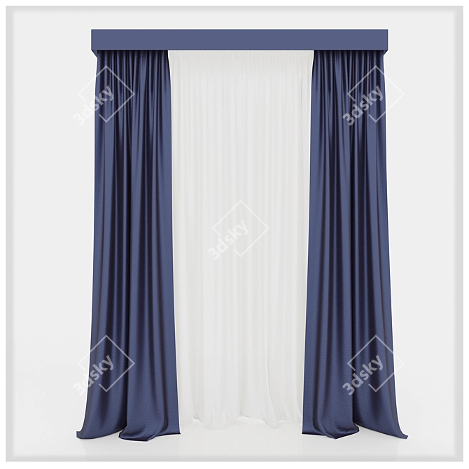 Luxurious Taffeta Curtains 3D model image 2