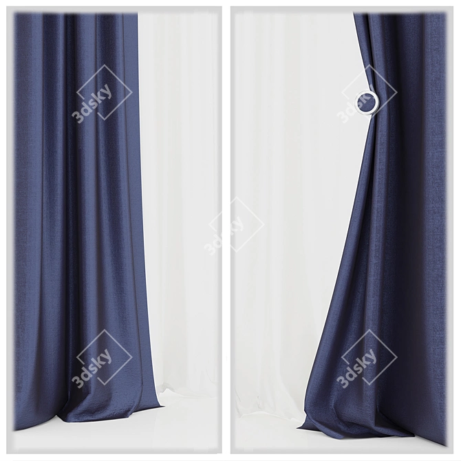Luxurious Taffeta Curtains 3D model image 3