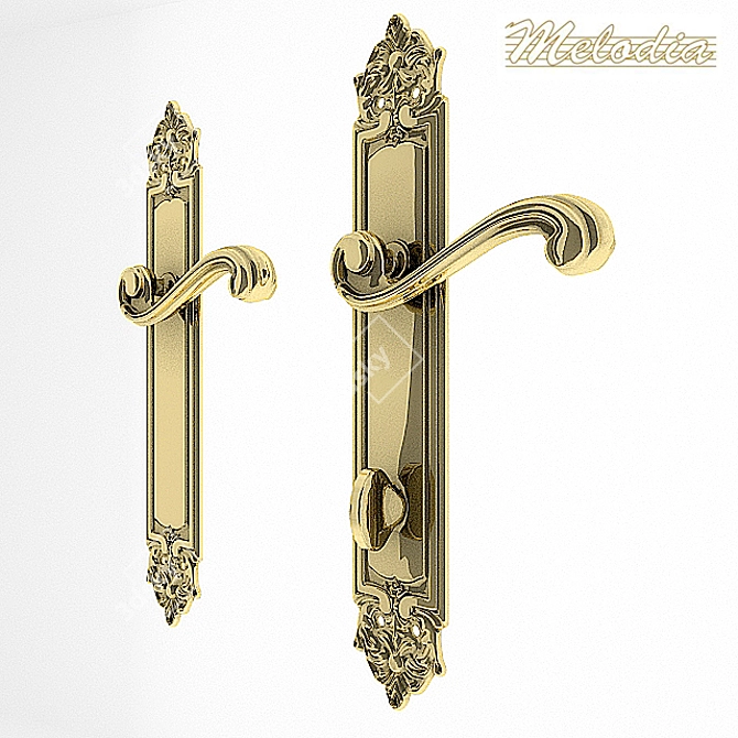 Elegant Melodia Door Handle 3D model image 2