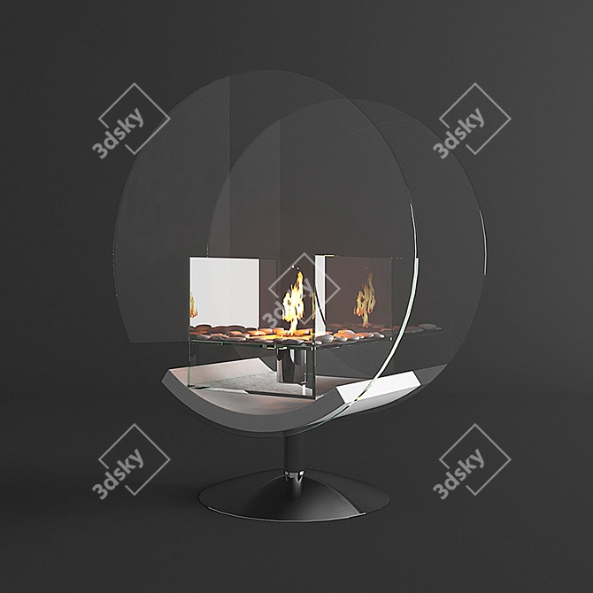 Art Flame Circle Bio Fireplace 3D model image 1