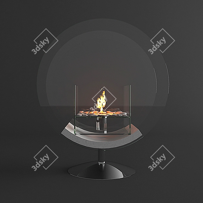 Art Flame Circle Bio Fireplace 3D model image 2