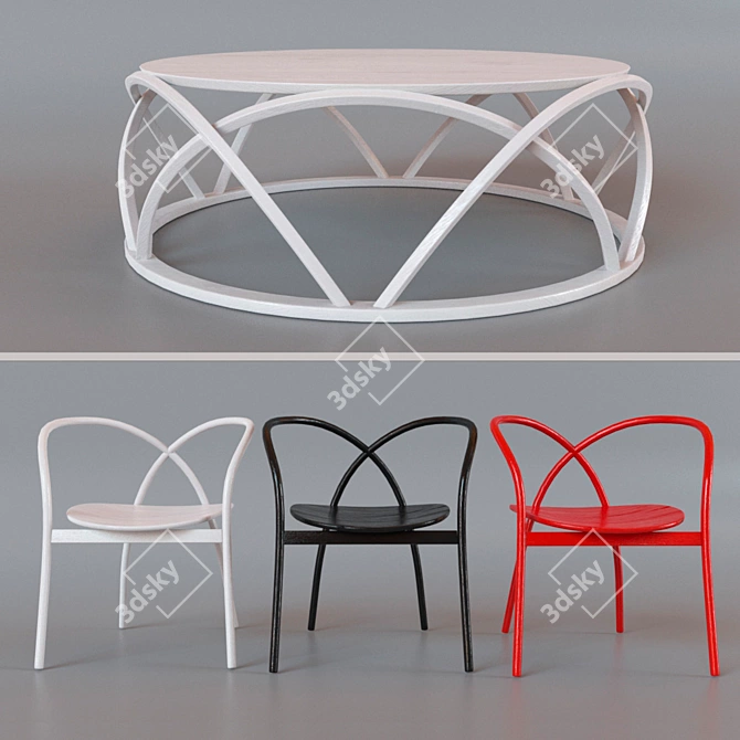 Ming Coffee Table Set: Elegant Design & High-resolution Textures 3D model image 1