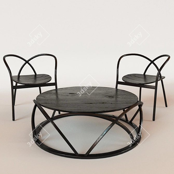 Ming Coffee Table Set: Elegant Design & High-resolution Textures 3D model image 3