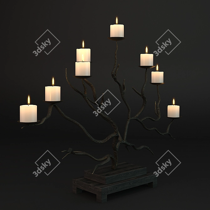 Bronze Twig Candelabra: Distressed Beauty. 3D model image 2