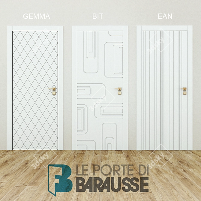 Elegant Wood Doors Barausse 3D model image 1