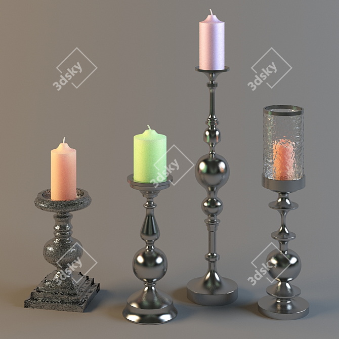 Modern Candle Holders 3D model image 1