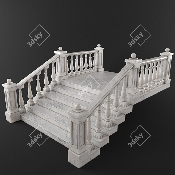 Elegant Marble Staircase 3D model image 1
