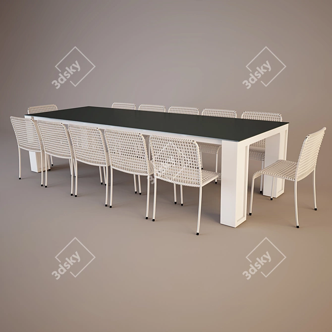 Luxury 12-Person Dining Set 3D model image 1