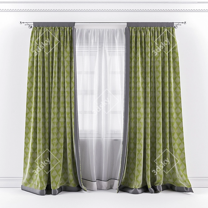 Modern Textured Curtains 3D model image 1