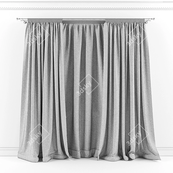 Modern Textured Curtains 3D model image 2