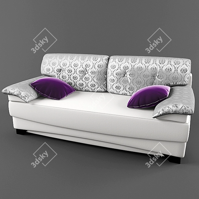 Convertible Sofa, Euro Book + Pillows 3D model image 1