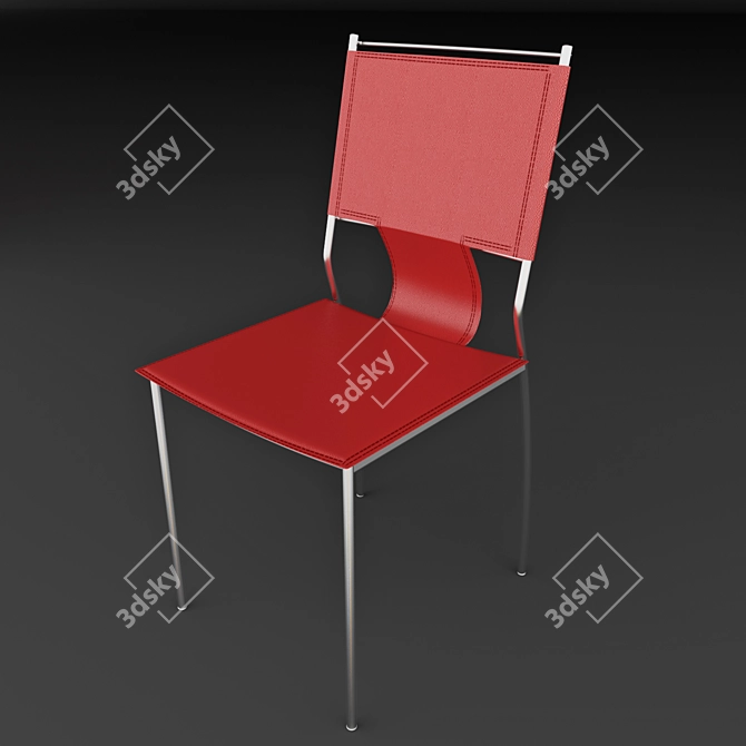 Elegant Leather and Chrome Chair 3D model image 1