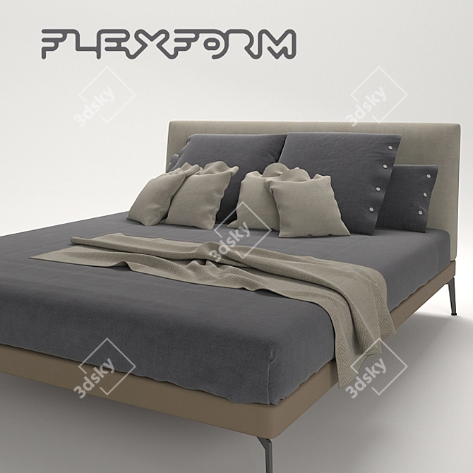 Luxury Flexform Bed: Sleek, Stylish, and Comfortable 3D model image 1