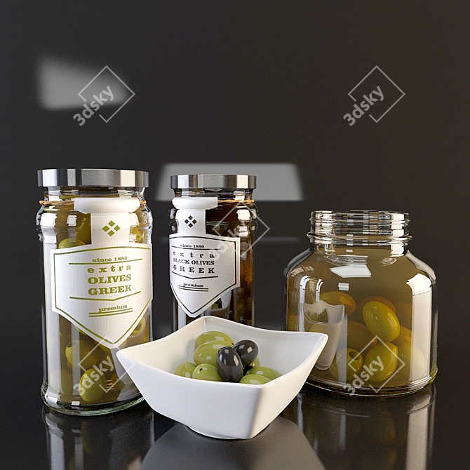Gourmet Green Olives Ensemble 3D model image 1