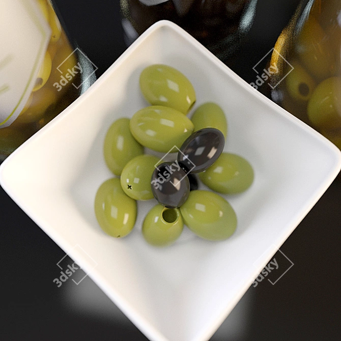 Gourmet Green Olives Ensemble 3D model image 2