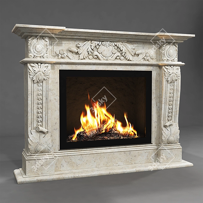 Elegant Marble Fireplace Artevero Mercury 3D model image 1