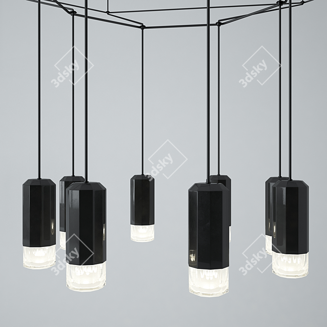 Elegant Wireflow Pendant Light 3D model image 2