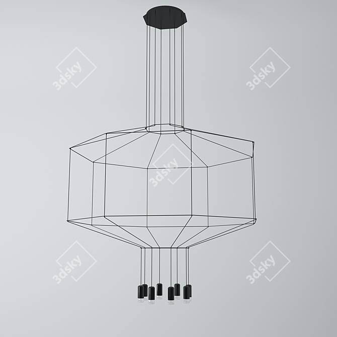 Elegant Wireflow Pendant Light 3D model image 3