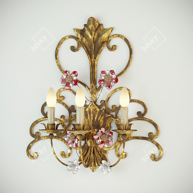 Elegant Crystal Wall Sconce 3D model image 1