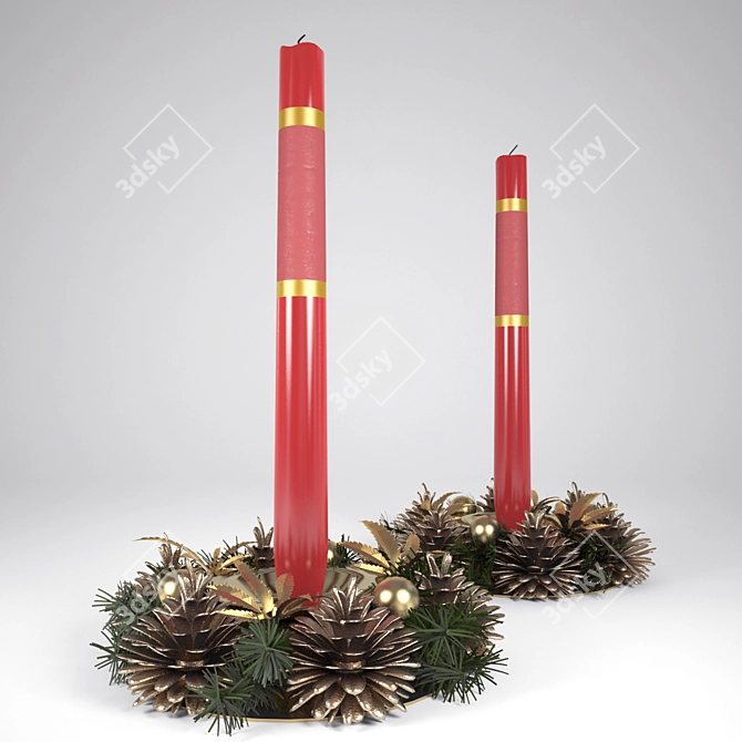 Festive Pinecone Candle Holder 3D model image 1