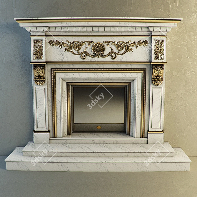 Classic Marble Fireplace 3D model image 1
