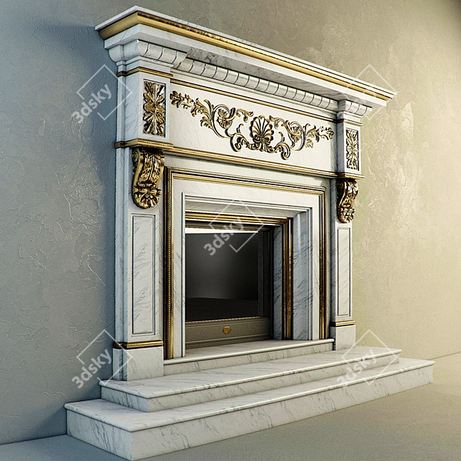 Classic Marble Fireplace 3D model image 2