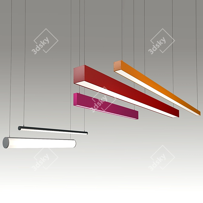 Sleek LED Light Fixture 3D model image 1