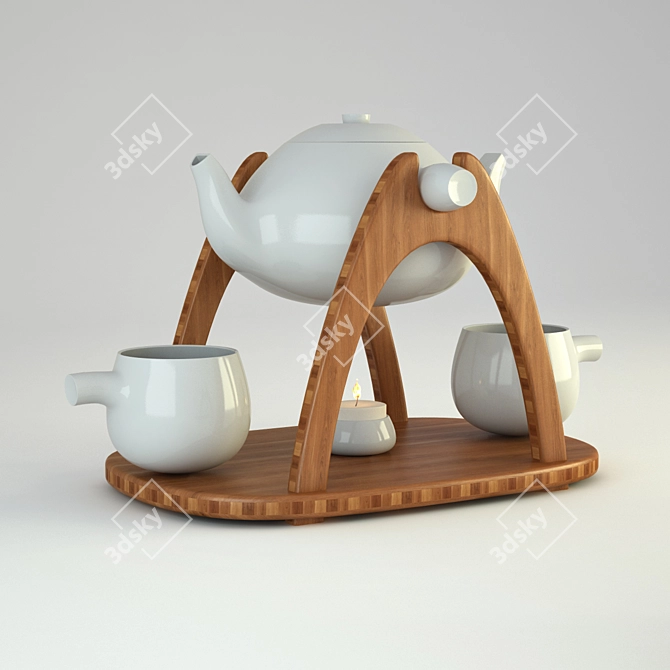 Elegant Tea Set for Two 3D model image 1