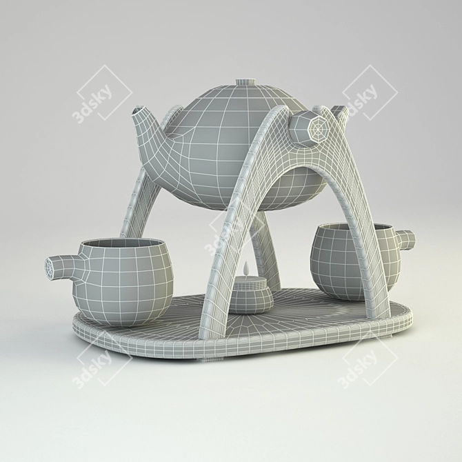 Elegant Tea Set for Two 3D model image 2