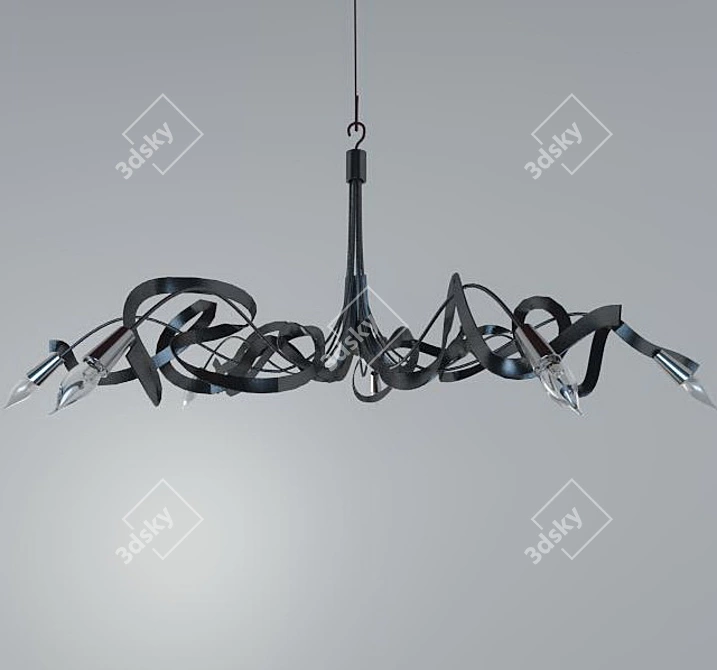 Elegant 7-Light Ribbon Chandelier 3D model image 1